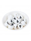 Perles Silicone Lettre Alphabet Rond 12mm Blanche