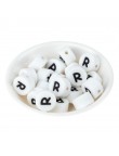 Perles Silicone Lettre Alphabet Rond 12mm Blanche