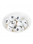 Perles Silicone Lettre Alphabet Rond 12mm Blanche