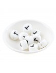 Perles Silicone Lettre Alphabet Rond 12mm Blanche
