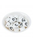 Perles Silicone Lettre Alphabet Rond 12mm Blanche