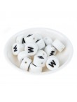 Perles Silicone Lettre Alphabet Rond 12mm Blanche