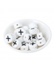 Perles Silicone Lettre Alphabet Rond 12mm Blanche