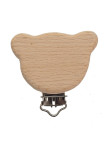 Clip Pince Attache en Bois Naturel Tête d'Ourson