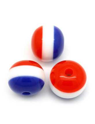 20 Perles en Acrylique 8mm Bleu Blanc Rouge, Drapeau France