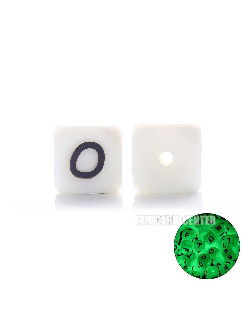 Perles Silicone Lettre Alphabet Phosphorescentes 12mm Blanc