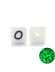 Perles Silicone Lettre Alphabet Phosphorescentes 12mm Blanc