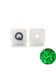 Perles Silicone Lettre Alphabet Phosphorescentes 12mm Blanc