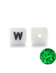 Perles Silicone Lettre Alphabet Phosphorescentes 12mm Blanc