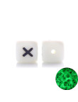 Perles Silicone Lettre Alphabet Phosphorescentes 12mm Blanc